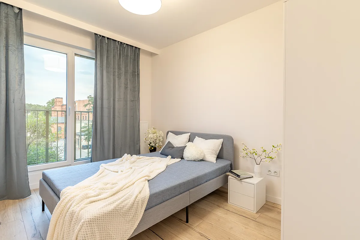 Sypialnia Łódź lofty - centrum miasta nowowczesne wnętrze - Profesjonalne zdjęcia nieruchomości