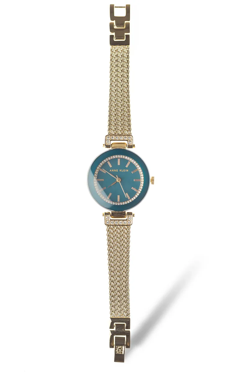 Złoty damski zegarek z zielnoą tarczą - Anne Klein - zdjęcie produktwe łódź