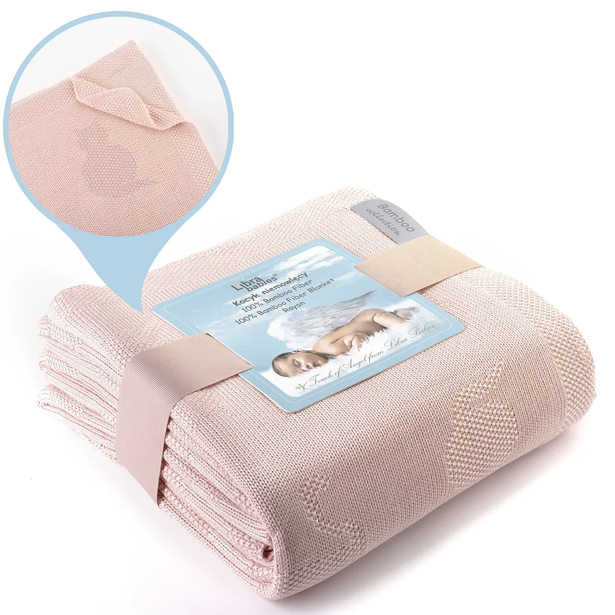 Kocyk dla niemowlaka beżowy - zdjęcie ze zbliżeniem Łódź